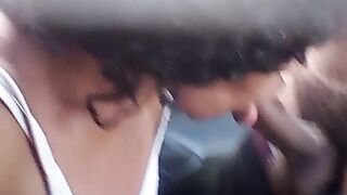 Sucking on Lamar 10 inches Dick in the back of his car