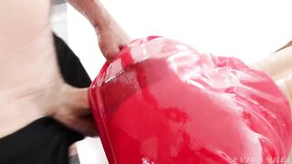 Latex Bound Babe Soaked in Oil, Gets Face Fucked And Ass Driven - LatexPlaytime