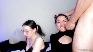 Horny Besties on Their Knees to Worship Hard Dicks