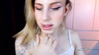 Blonde Femboy Jerks Off Her Cock And Stripteasing