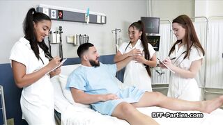 Hospital room foursome with naughty doctors